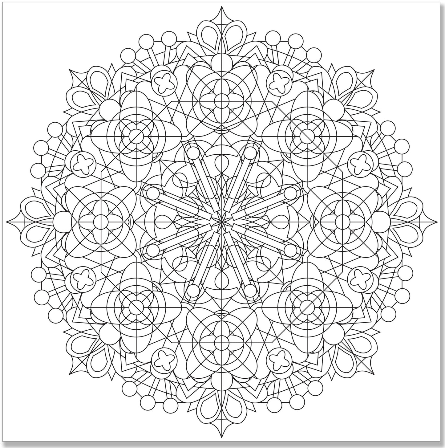 kaleidoscope coloring book, adult coloring book for relaxation, meditative coloring designs, artist coloring book with patterns, geometric coloring pages, stress relief coloring book, single-sided coloring book, perforated coloring pages, acid-free coloring paper, travel-friendly coloring book, intricate mandala-style designs, creative gift for artists