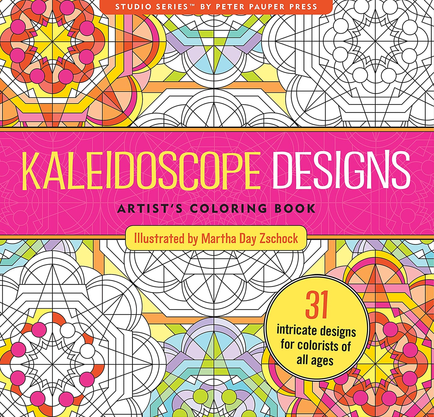 kaleidoscope coloring book, adult coloring book for relaxation, meditative coloring designs, artist coloring book with patterns, geometric coloring pages, stress relief coloring book, single-sided coloring book, perforated coloring pages, acid-free coloring paper, travel-friendly coloring book, intricate mandala-style designs, creative gift for artists