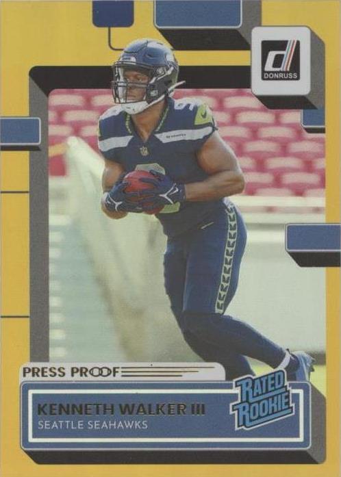 2022 Donruss Kenneth Walker III Press Proof Premium CGC 9.5 2022 Donruss Kenneth Walker III Press Proof Premium rookie card graded CGC 9.5 featuring the Seattle Seahawks running back