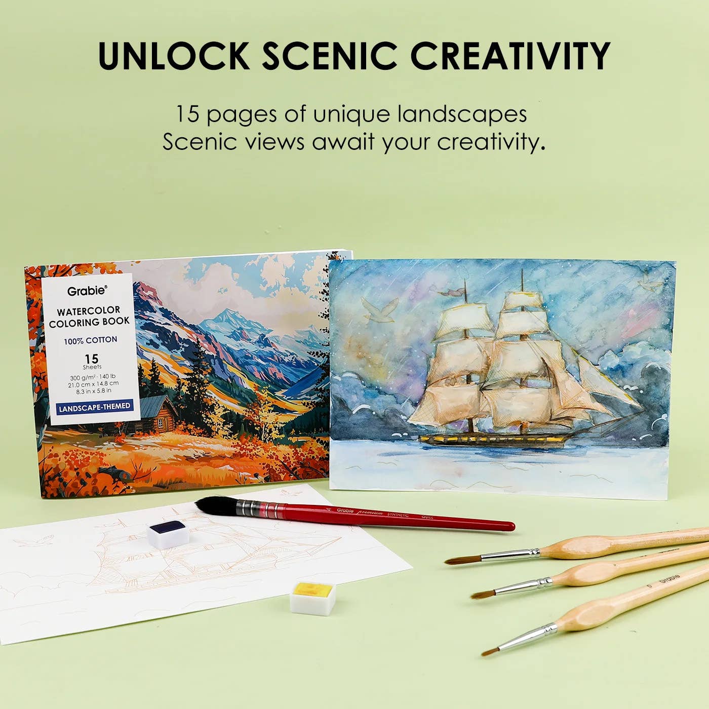 travel watercolor kit, portable watercolor set, landscape painting set, beginner watercolor box, outdoor art supplies, 12-color watercolor palette, cotton watercolor paper book, hot press watercolor pad, watercolor kit for adults, on-the-go art supplies, watercolor club box