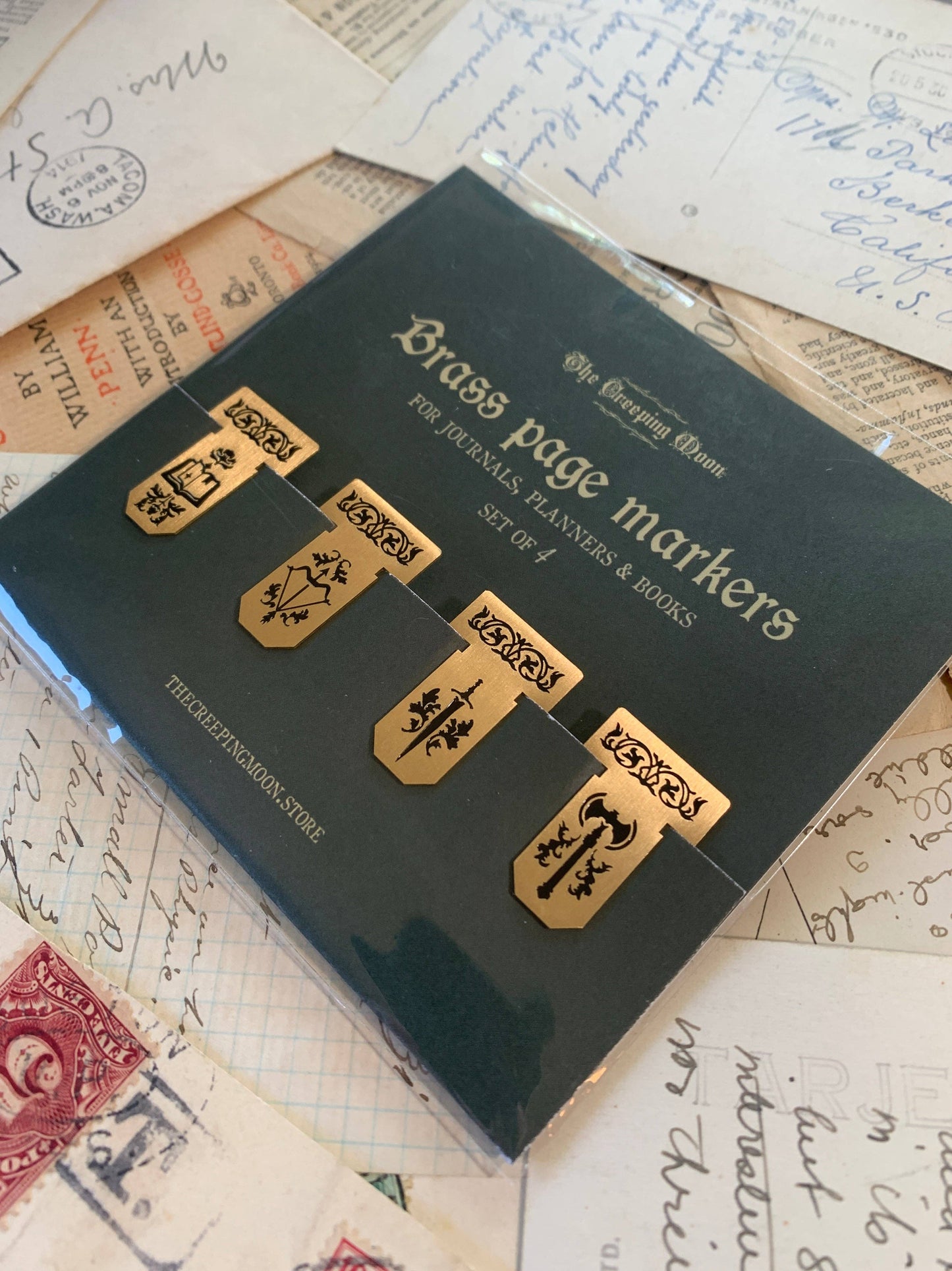 brass page markers, metal bookmarks, mini brass bookmarks, journal accessories, planner bookmarks, reusable bookmarks, aesthetic stationery, brass stationery gifts, book lover gifts, thin metal page markers, sketchbook bookmark set, minimalist bookmark set, golden page tabs, durable metal tabs, vintage-inspired book accessories