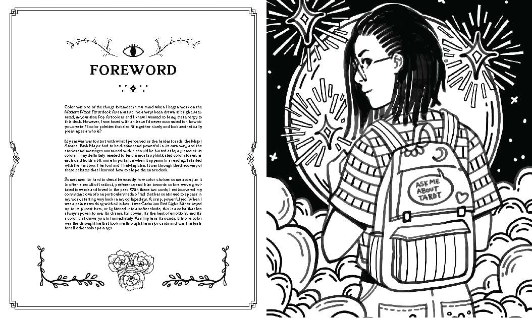 modern witch tarot coloring book, Lisa Sterle tarot art, witchy coloring book, tarot deck companion book, diverse witchcraft imagery, coloring book for witches, modern feminist tarot, interactive tarot workbook, modern witchcraft guide, tarot journal and coloring, flexibound tarot book, tarot and color symbolism, tarot reflection book, tarot for beginners and enthusiasts