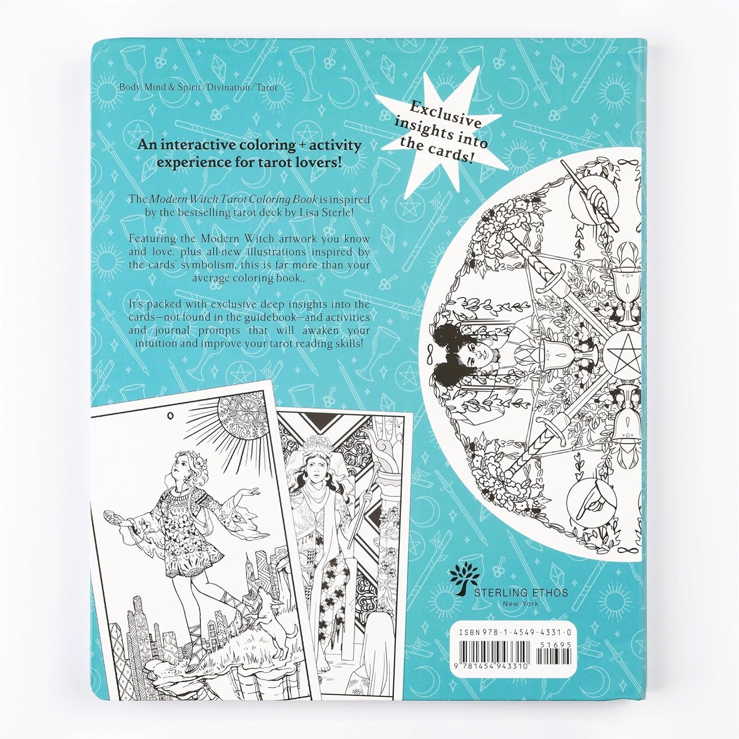modern witch tarot coloring book, Lisa Sterle tarot art, witchy coloring book, tarot deck companion book, diverse witchcraft imagery, coloring book for witches, modern feminist tarot, interactive tarot workbook, modern witchcraft guide, tarot journal and coloring, flexibound tarot book, tarot and color symbolism, tarot reflection book, tarot for beginners and enthusiasts