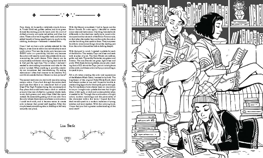 modern witch tarot coloring book, Lisa Sterle tarot art, witchy coloring book, tarot deck companion book, diverse witchcraft imagery, coloring book for witches, modern feminist tarot, interactive tarot workbook, modern witchcraft guide, tarot journal and coloring, flexibound tarot book, tarot and color symbolism, tarot reflection book, tarot for beginners and enthusiasts