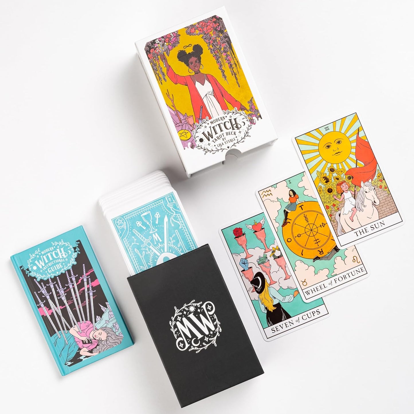 modern witch tarot deck, Lisa Sterle tarot, contemporary tarot cards, feminist tarot deck, inclusive tarot deck, 21st century witchcraft, diverse tarot imagery, modern tarot guidebook, vibrant tarot art, empowering tarot deck, witchy tarot set, tarot for self-discovery, LGBTQ+ inclusive tarot, contemporary archetype tarot, tarot with hardcover guidebook