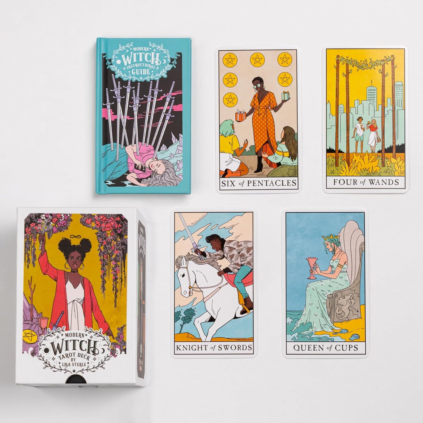 modern witch tarot deck, Lisa Sterle tarot, contemporary tarot cards, feminist tarot deck, inclusive tarot deck, 21st century witchcraft, diverse tarot imagery, modern tarot guidebook, vibrant tarot art, empowering tarot deck, witchy tarot set, tarot for self-discovery, LGBTQ+ inclusive tarot, contemporary archetype tarot, tarot with hardcover guidebook