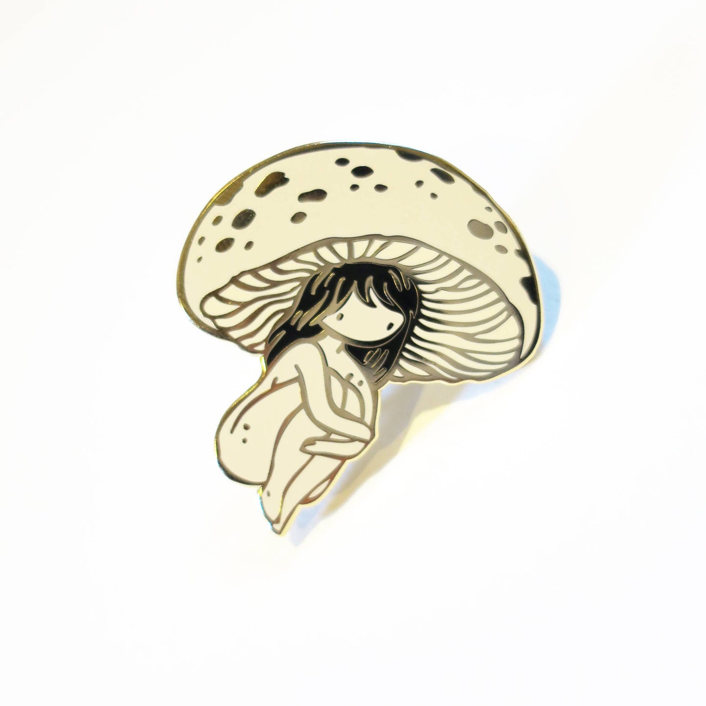 mushroom girl pin, enamel mushroom pin, nature-inspired accessories, woodland enamel pin, fungi lover gift, foraging pin, mushroom enamel badge, hard enamel mushroom pin, cottagecore pin, forest aesthetic accessory