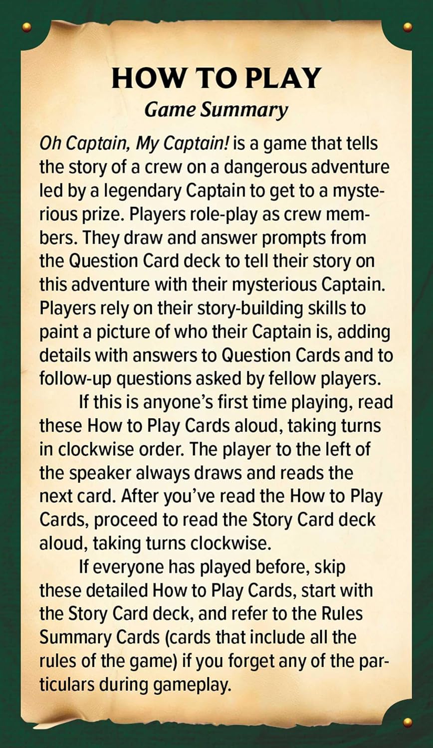 Oh Captain My Captain game, Ultimate RPG card game, James D’Amato storytelling game, short form RPG, beginner friendly roleplaying game, quick worldbuilding card game, narrative card game for adults, 30-minute RPG game, open-ended question RPG, heroism themed storytelling game