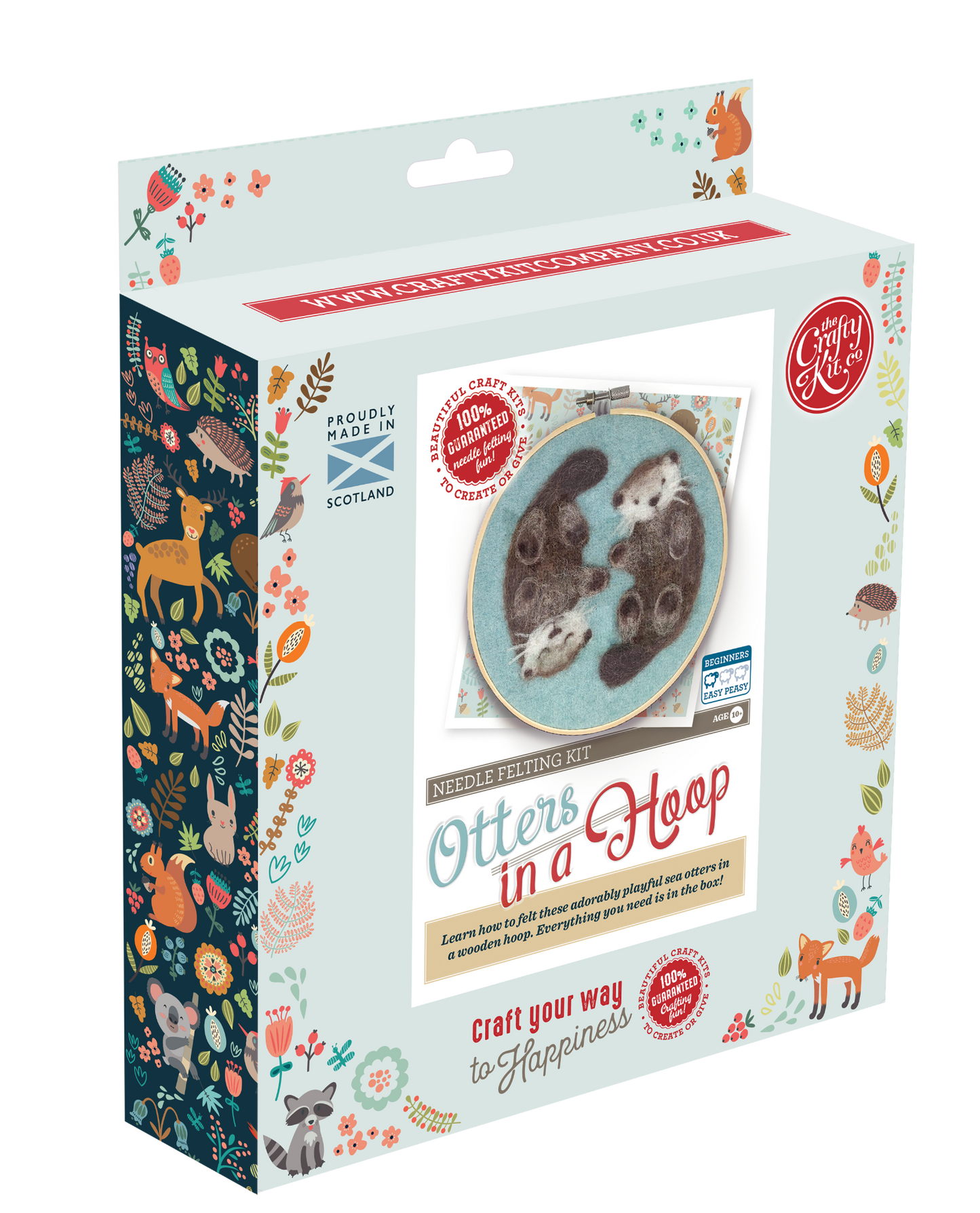 otters needle felting kit, otters in a hoop craft kit, painting with wool otters, beginner needle felting project, diy wool animal art, corriedale wool felting kit, 2d felting kit with hoop, otter wall art craft kit, crafty kit company otters, wool felt otter kit, felt animal couple project, scottish felting kits, embroidery hoop felt animals, felt otter gift idea, eco-friendly craft kit