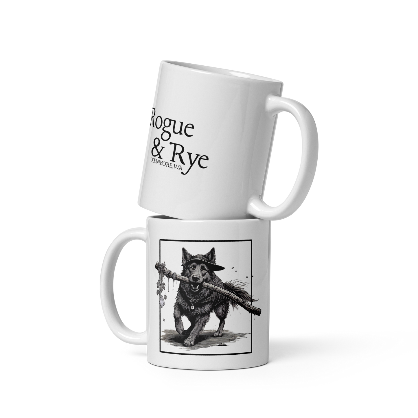 druid dog mug, Rogue & Rye druid coffee mug, nature magic mug, fantasy ceramic mug, dnd druid merchandise, tabletop gamer mug, druid dog gift, microwave safe mug, dishwasher safe mug, rpg dog druid drinkware