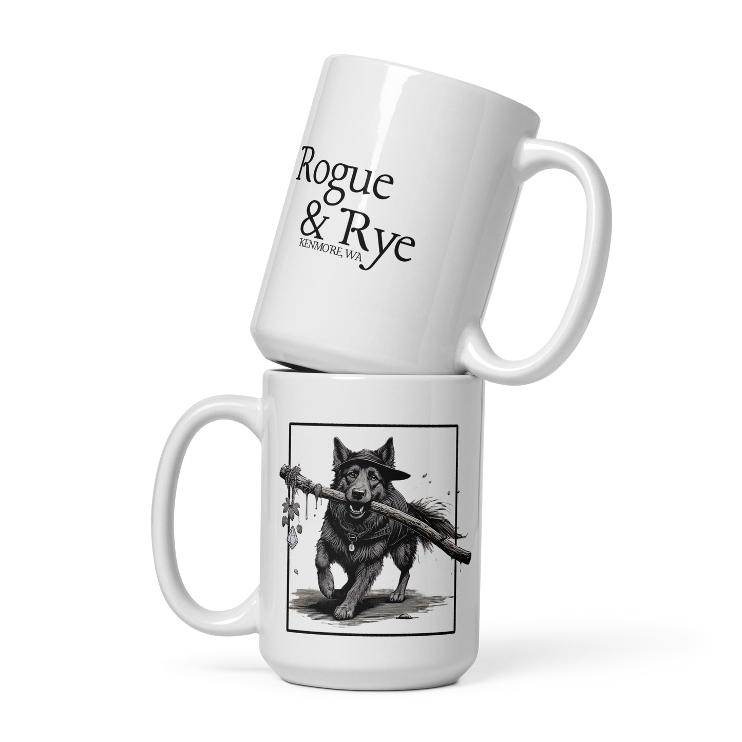 druid dog mug, Rogue & Rye druid coffee mug, nature magic mug, fantasy ceramic mug, dnd druid merchandise, tabletop gamer mug, druid dog gift, microwave safe mug, dishwasher safe mug, rpg dog druid drinkware
