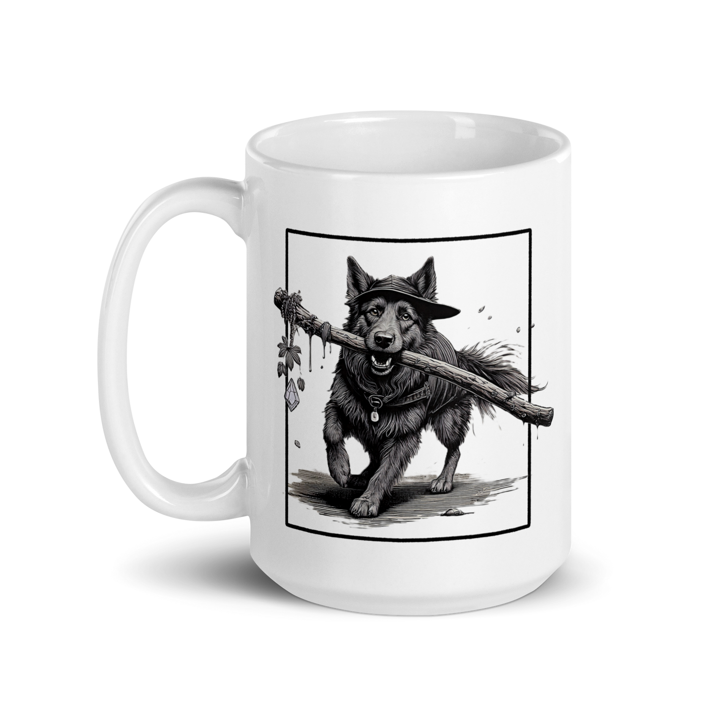 druid dog mug, Rogue & Rye druid coffee mug, nature magic mug, fantasy ceramic mug, dnd druid merchandise, tabletop gamer mug, druid dog gift, microwave safe mug, dishwasher safe mug, rpg dog druid drinkware