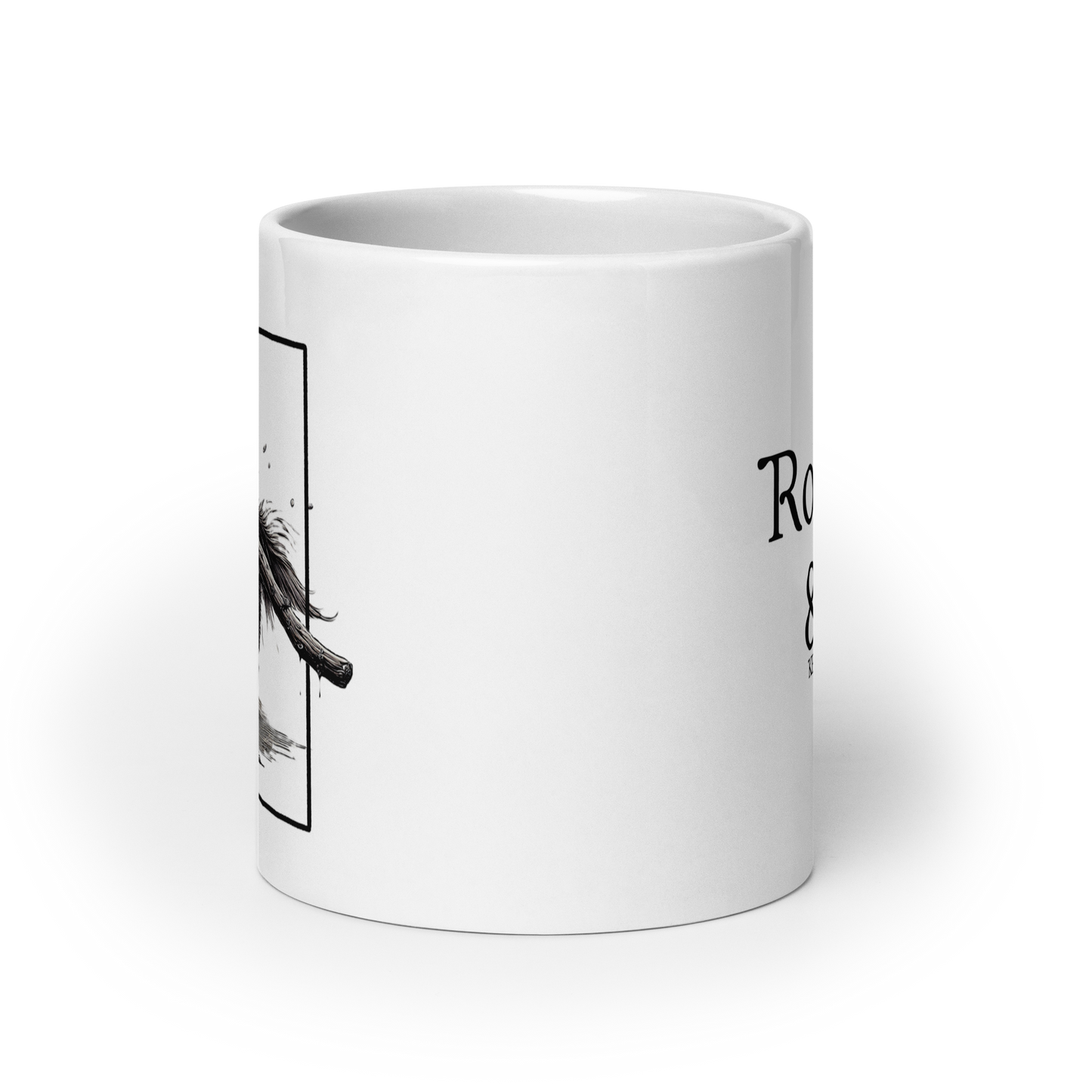 druid dog mug, Rogue & Rye druid coffee mug, nature magic mug, fantasy ceramic mug, dnd druid merchandise, tabletop gamer mug, druid dog gift, microwave safe mug, dishwasher safe mug, rpg dog druid drinkware