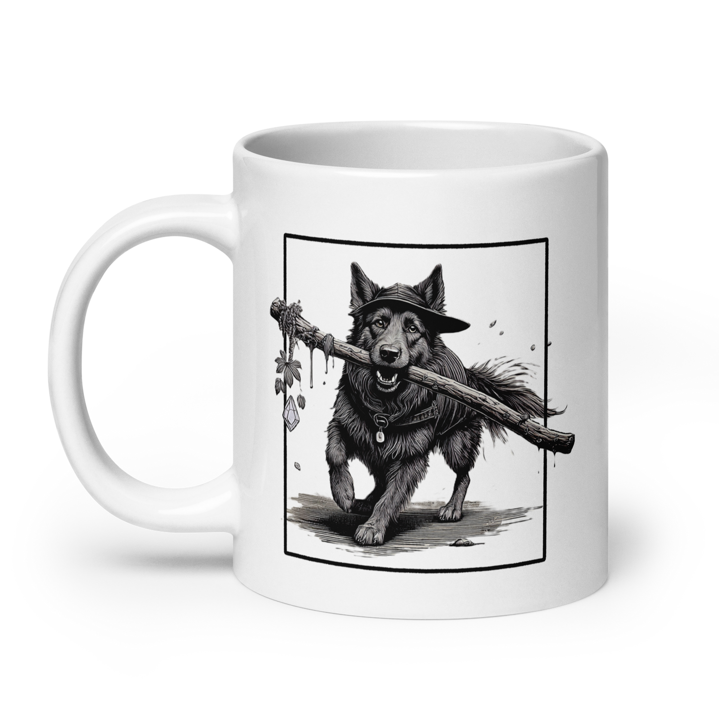 druid dog mug, Rogue & Rye druid coffee mug, nature magic mug, fantasy ceramic mug, dnd druid merchandise, tabletop gamer mug, druid dog gift, microwave safe mug, dishwasher safe mug, rpg dog druid drinkware