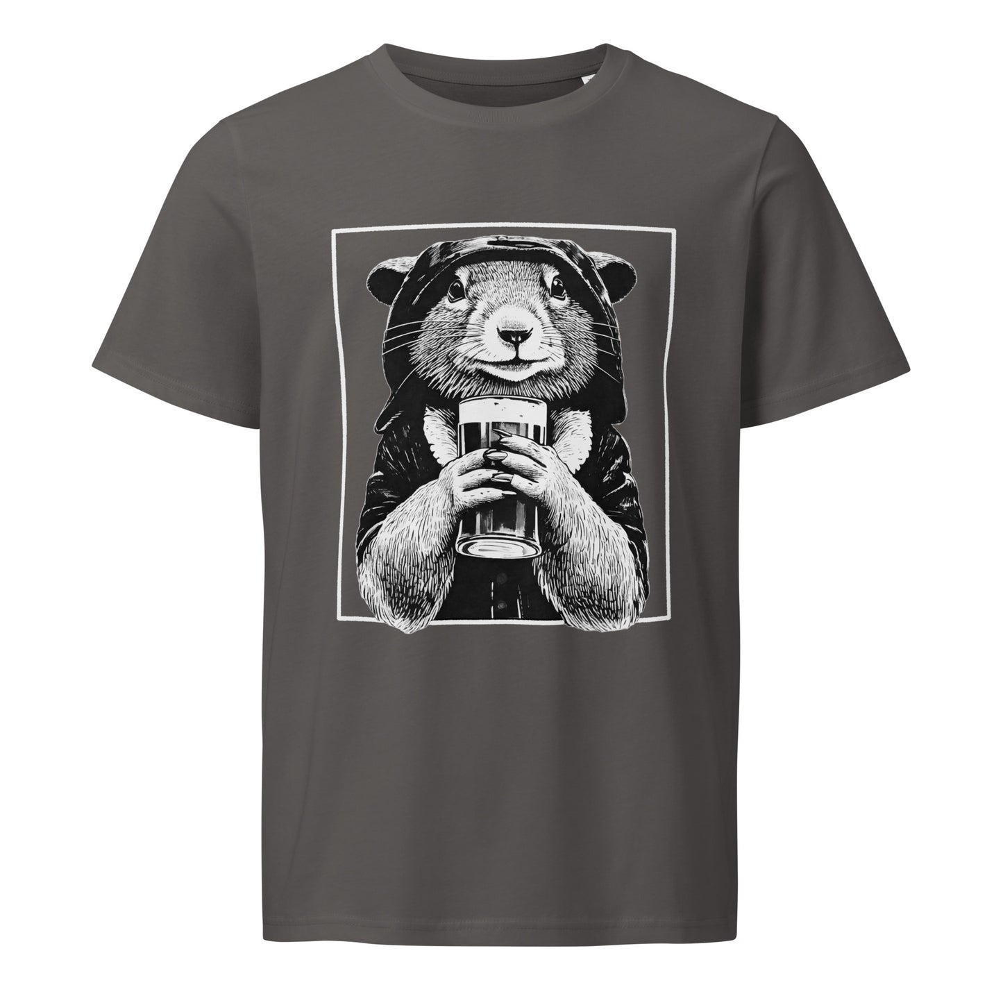 rogue squirrel t-shirt, organic cotton fantasy tee, unisex rpg shirt, dark color adventurer shirt, sustainable gaming apparel, eco-friendly rogue shirt, breathable fantasy t-shirt, rogue and rye clothing, mischief-inspired organic tee, medieval rogue style shirt