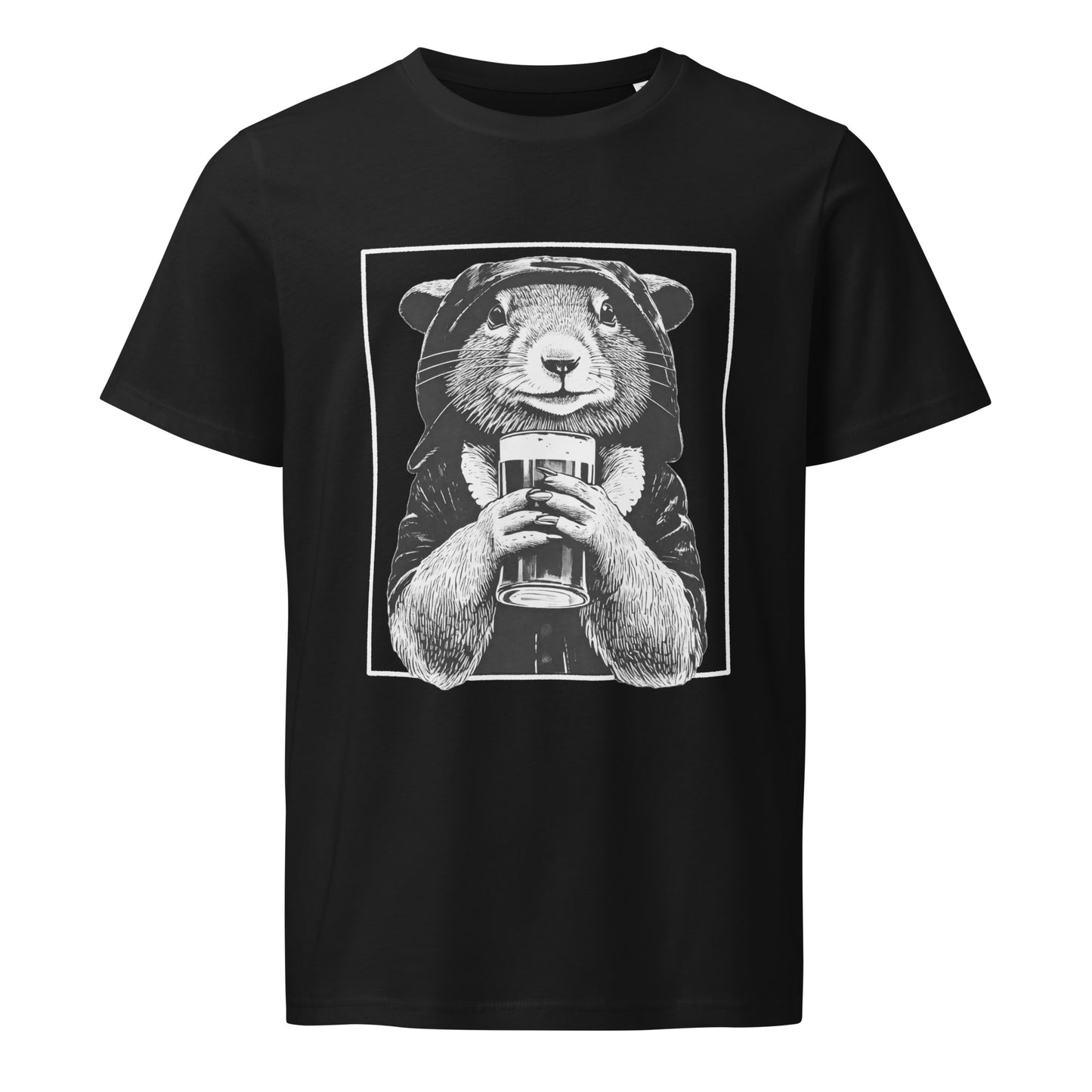 rogue squirrel t-shirt, organic cotton fantasy tee, unisex rpg shirt, dark color adventurer shirt, sustainable gaming apparel, eco-friendly rogue shirt, breathable fantasy t-shirt, rogue and rye clothing, mischief-inspired organic tee, medieval rogue style shirt