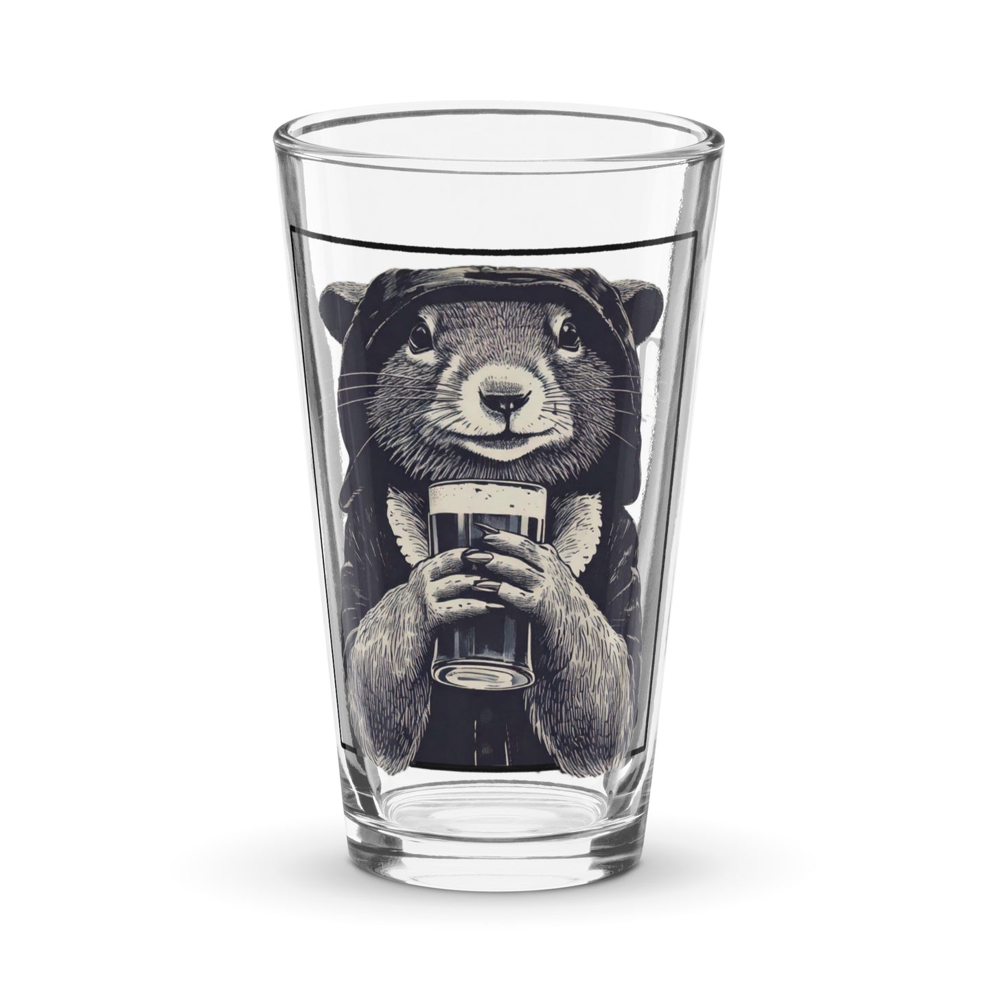 rogue pint glass, RPG pint glass, D&D rogue drinkware, Rogue & Rye barware, fantasy shaker glass, tabletop gaming glassware, 16 oz rogue glass, squirrel rogue glass, gamer pint glass, mischief drinkware