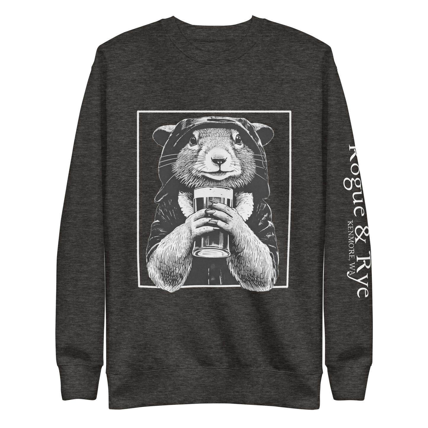 rogue and rye sweatshirt, squirrel rogue crewneck, fantasy gamer sweatshirt, unisex rpg sweatshirt, dark color fleece sweatshirt, rogue character apparel, cozy dnd sweatshirt, adventure game night clothing, premium fantasy sweatshirt, rogue and rye merch