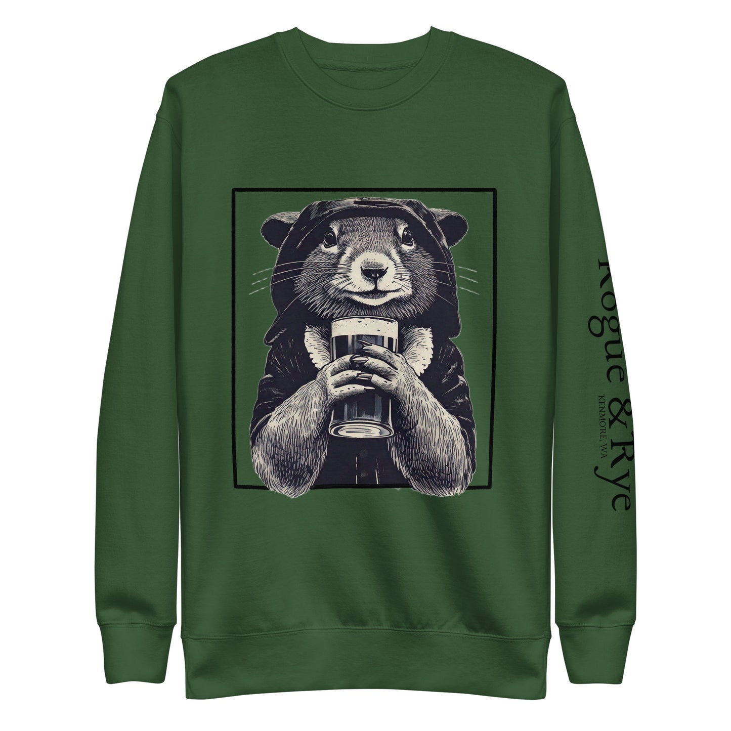 rogue squirrel sweatshirt, unisex fantasy sweatshirt, clever rogue apparel, light color rpg sweatshirt, rogue and rye crewneck, soft fleece gamer sweatshirt, premium fantasy pullover, mischief-inspired clothing, medieval rogue style, relaxed fit rpg fashion