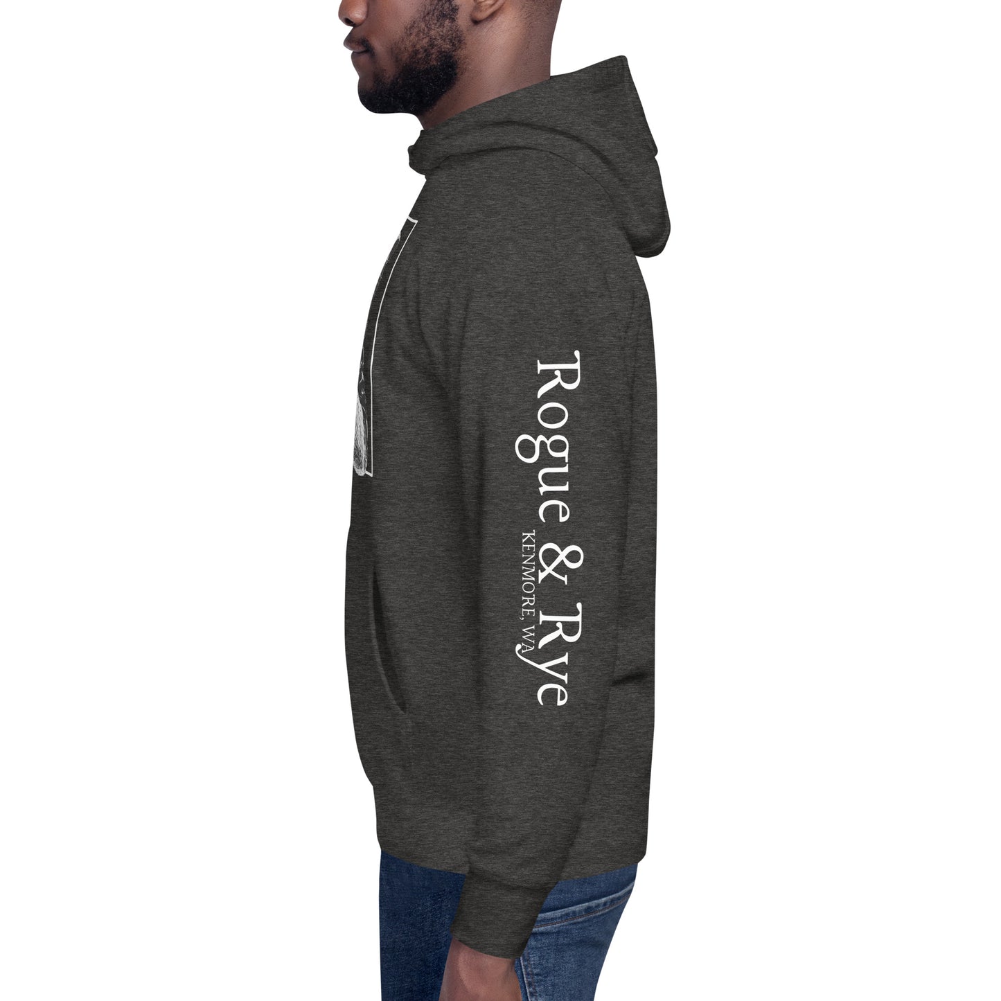 rogue and rye hoodie, squirrel rogue hoodie, unisex fantasy hoodie, rpg gamer hoodie, cozy dnd hoodie, rogue character sweatshirt, dark cotton hoodie for gamers, adventure themed apparel, nerdy streetwear hoodie, rogue and rye merch
