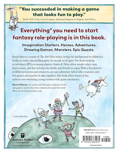 Scales & Tales RPG, Kevin Sherry RPG book, kids role-playing game, beginner RPG for families, tabletop RPG for children, RPG activity book, how to play RPGs for kids, fantasy adventure for young players, RPG storytelling book for families, parent-friendly RPG guide