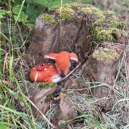 Sleepy fawn needle felting kit, woodland animal craft kit, beginner 3D needle felting, deer and robin felting kit, The Crafty Kit Company Scotland, Corriedale wool craft kit, sustainable needle felting, relaxing DIY animal project, handmade woodland decor, felted fawn gift idea