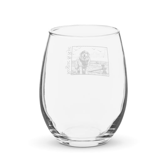 the herald wine glass, rogue and rye stemless wine glass, great pyrenees wine glass, fantasy rpg drinkware, fighter class wine glass, guardian themed wine glass, stemless fantasy wine glass, dnd inspired wine glass, elegant wine glass for gamers, noble dog character glass, wine glass for rpg players, tabletop roleplaying wine glass, fantasy companion barware, stemless wine glass 15 oz, celebration glass for adventurers