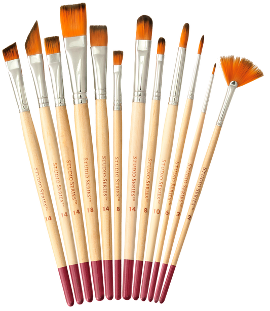 artist paintbrush set, professional paintbrush set, watercolor brushes, acrylic paintbrushes, mixed media art supplies, studio series brush set, paintbrush kit for beginners, fine detail art brushes, broad wash brushes, fan brush, angled shader, flat rake brush, dagger brush, versatile paintbrush set, painting tools for artists