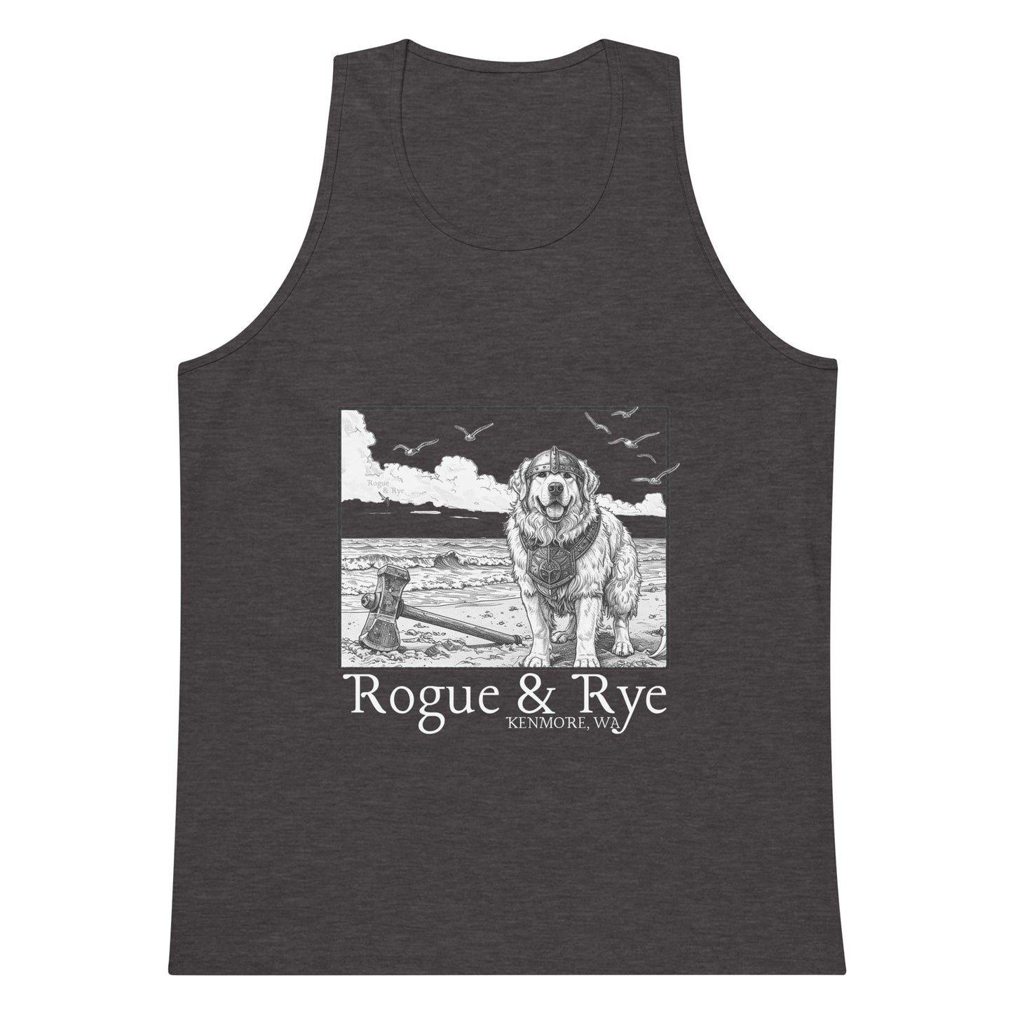 The Herald tank top, unisex RPG tank, Great Pyrenees inspired tank, Rogue & Rye tank, fantasy workout tank, adventure-ready tank top, sleeveless gamer shirt, premium cotton tank, soft RPG tank for summer, sleeveless fantasy apparel, durable RPG-themed tank, relaxed fit tank for adventurers, breathable questwear, guardian character tank top, DnD player gear