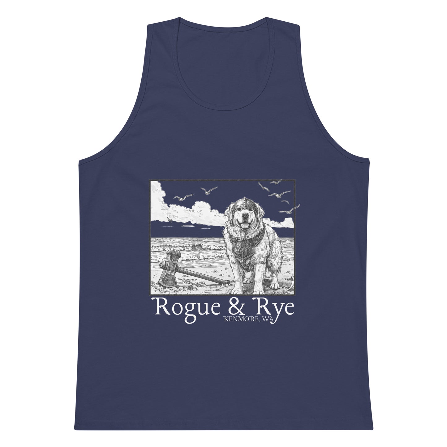 The Herald tank top, unisex RPG tank, Great Pyrenees inspired tank, Rogue & Rye tank, fantasy workout tank, adventure-ready tank top, sleeveless gamer shirt, premium cotton tank, soft RPG tank for summer, sleeveless fantasy apparel, durable RPG-themed tank, relaxed fit tank for adventurers, breathable questwear, guardian character tank top, DnD player gear