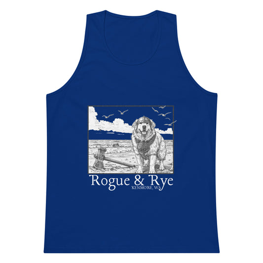 The Herald tank top, unisex RPG tank, Great Pyrenees inspired tank, Rogue & Rye tank, fantasy workout tank, adventure-ready tank top, sleeveless gamer shirt, premium cotton tank, soft RPG tank for summer, sleeveless fantasy apparel, durable RPG-themed tank, relaxed fit tank for adventurers, breathable questwear, guardian character tank top, DnD player gear