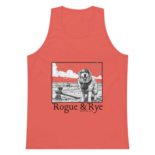 The Herald tank top, unisex RPG tank, Great Pyrenees inspired tank, Rogue & Rye tank, fantasy workout tank, adventure-ready tank top, sleeveless gamer shirt, premium cotton tank, soft RPG tank for summer, sleeveless fantasy apparel, durable RPG-themed tank, relaxed fit tank for adventurers, breathable questwear, guardian character tank top, DnD player gear