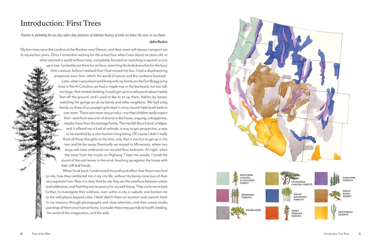 trees of the west book, artist guide to western trees, illustrated tree book, tree identification with art, natural history of trees, ethnobotanical tree guide, watercolor tree illustrations, tree sketchbook reference, art book for nature lovers, tree poetry and quotes, western north america trees, botanical art guide, drawing trees reference, tree field guide with drawings, trees and art connection