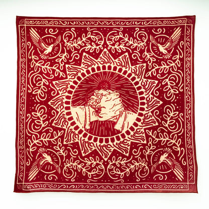 The Good Fight Bandana by Bandits Bandanas features original artwork by Estudio Miopia and is crafted from GOTS-certified, sustainably sourced organic cotton. Fair Trade Certified and ultra-soft, this 21" × 21" bandana is designed for everyday wear—styled at the neck, in the hair, or tied to a favorite bag. Each purchase gives back, with 10% of proceeds supporting Instituto Luisa Mell, making it a meaningful, artist-driven accessory with heart.