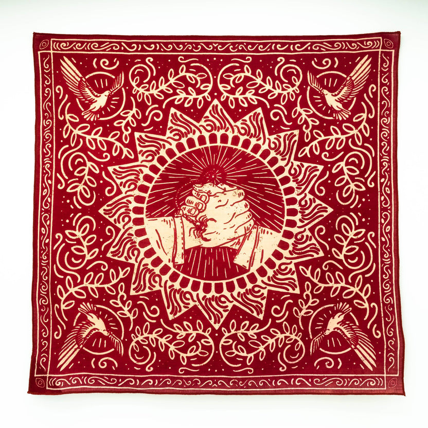 The Good Fight Bandana by Bandits Bandanas features original artwork by Estudio Miopia and is crafted from GOTS-certified, sustainably sourced organic cotton. Fair Trade Certified and ultra-soft, this 21" × 21" bandana is designed for everyday wear—styled at the neck, in the hair, or tied to a favorite bag. Each purchase gives back, with 10% of proceeds supporting Instituto Luisa Mell, making it a meaningful, artist-driven accessory with heart.