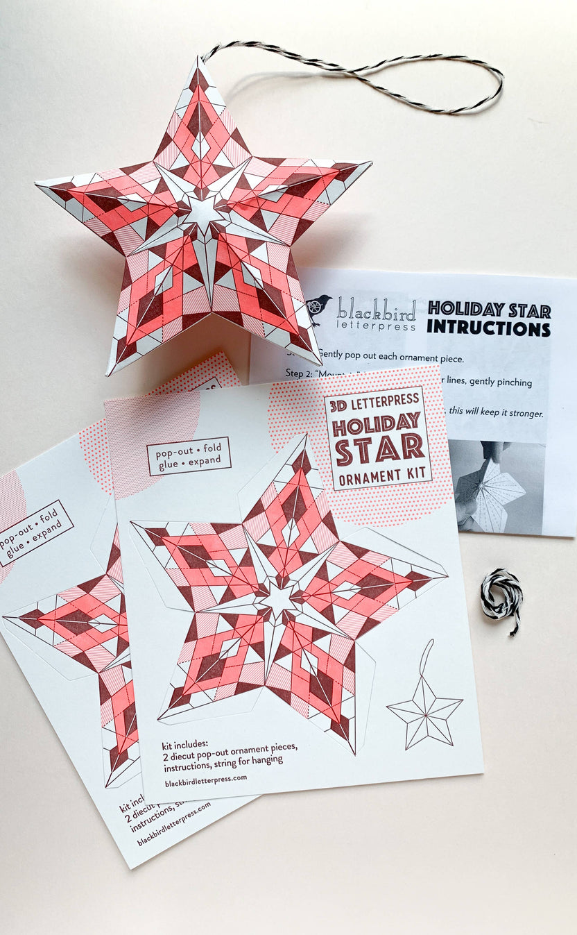 Geometric Holiday Star DIY Paper Ornament Kit