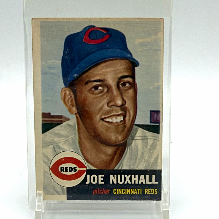 Front of 1953 Topps Joe Nuxhall #105 Cincinnati Reds vintage baseball card