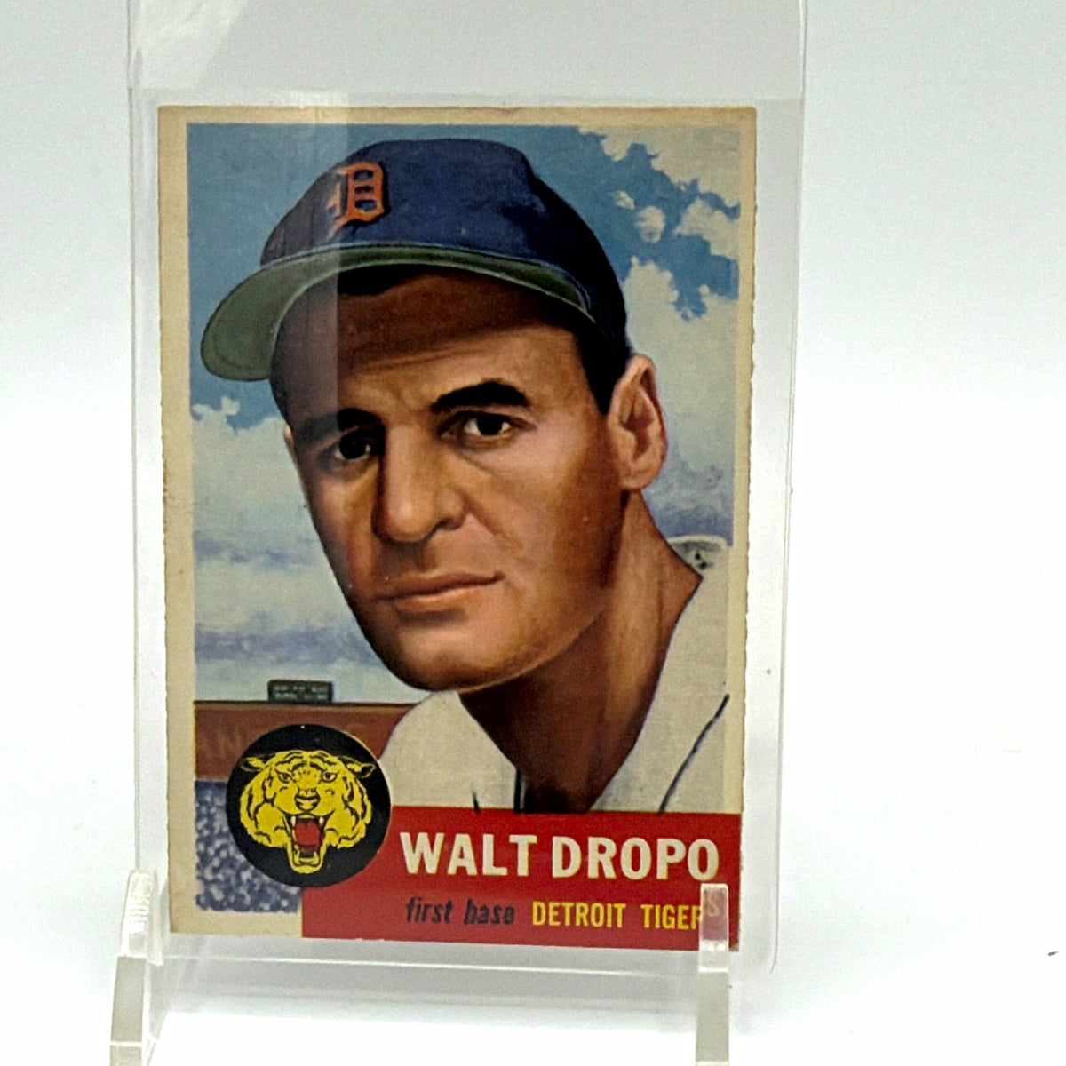 Front of 1953 Topps Walt Dropo #121 Detroit Tigers vintage baseball card