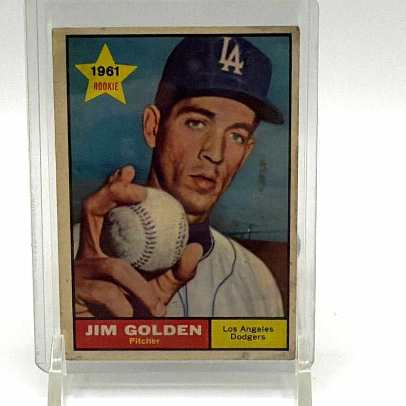 Front of 1961 Topps Jim Golden #298 Los Angeles Dodgers rookie baseball card
