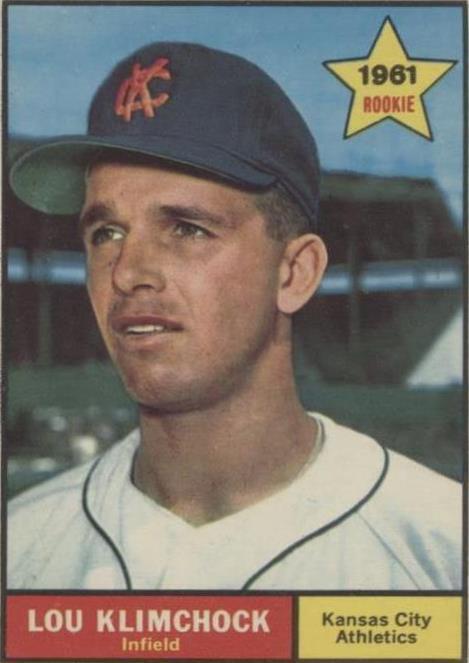 Alternate front view of Lou Klimchock Kansas City Athletics rookie card