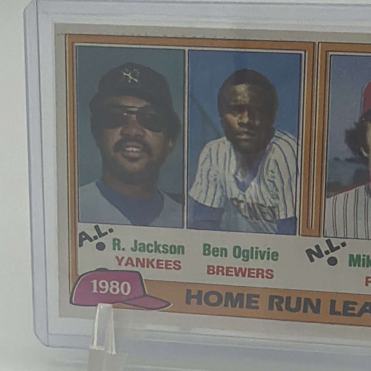 Detail view showing condition of 1981 Topps Home Run Leaders #2 card