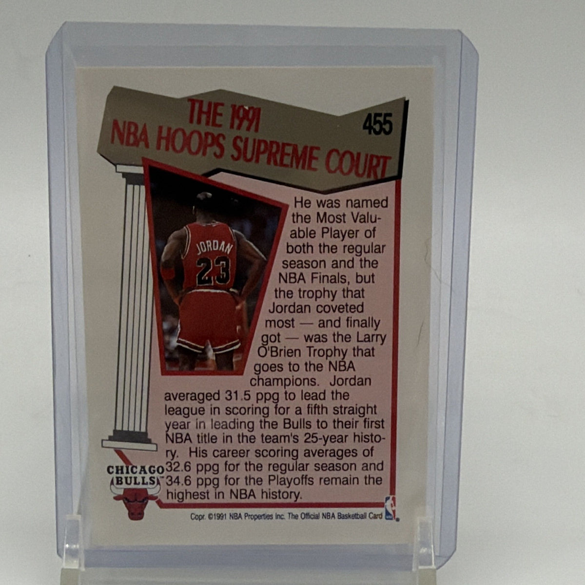 Reverse of Michael Jordan #455 Supreme Court NBA Hoops basketball card