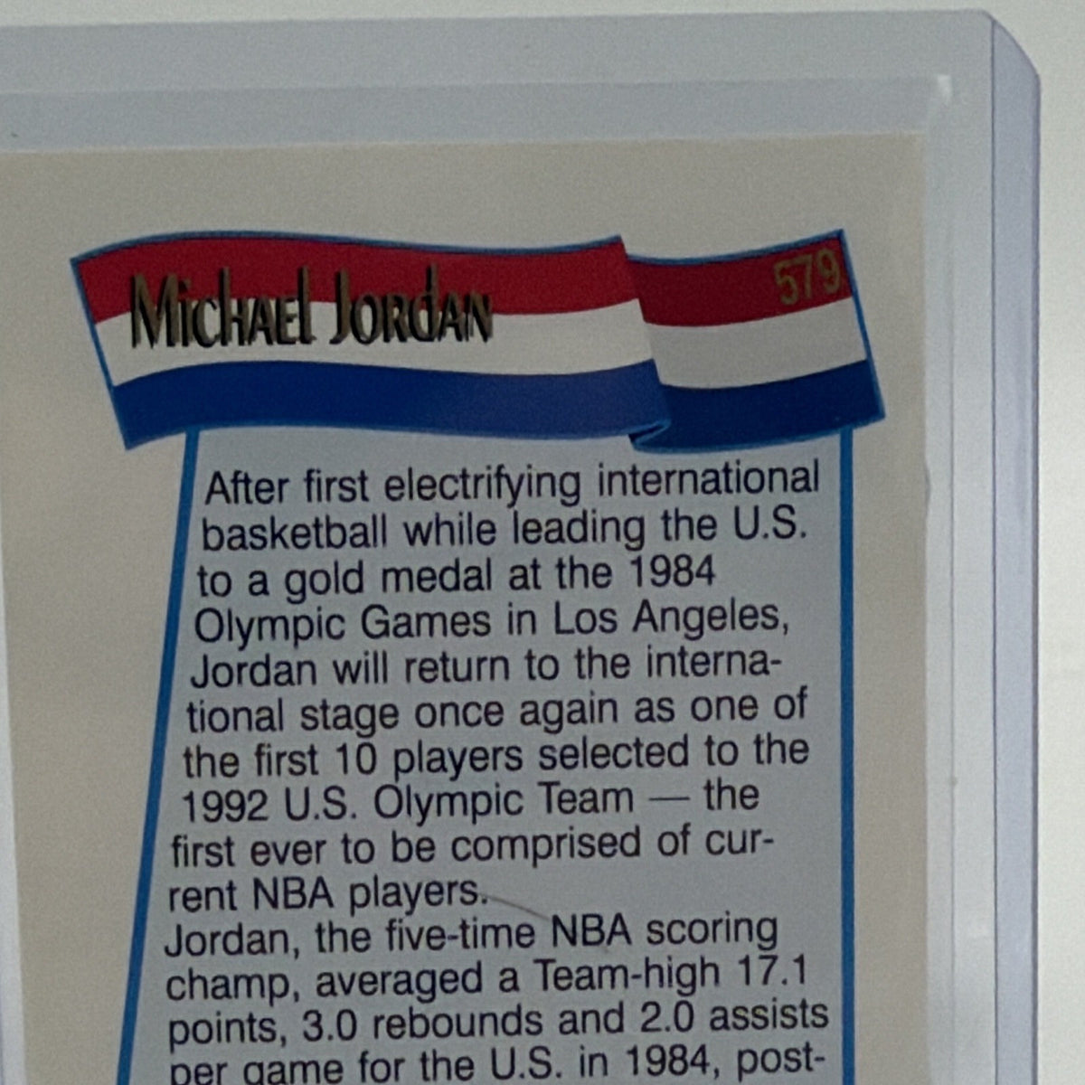 Alternate full-front photograph of Michael Jordan 1991-92 NBA Hoops USA Basketball card