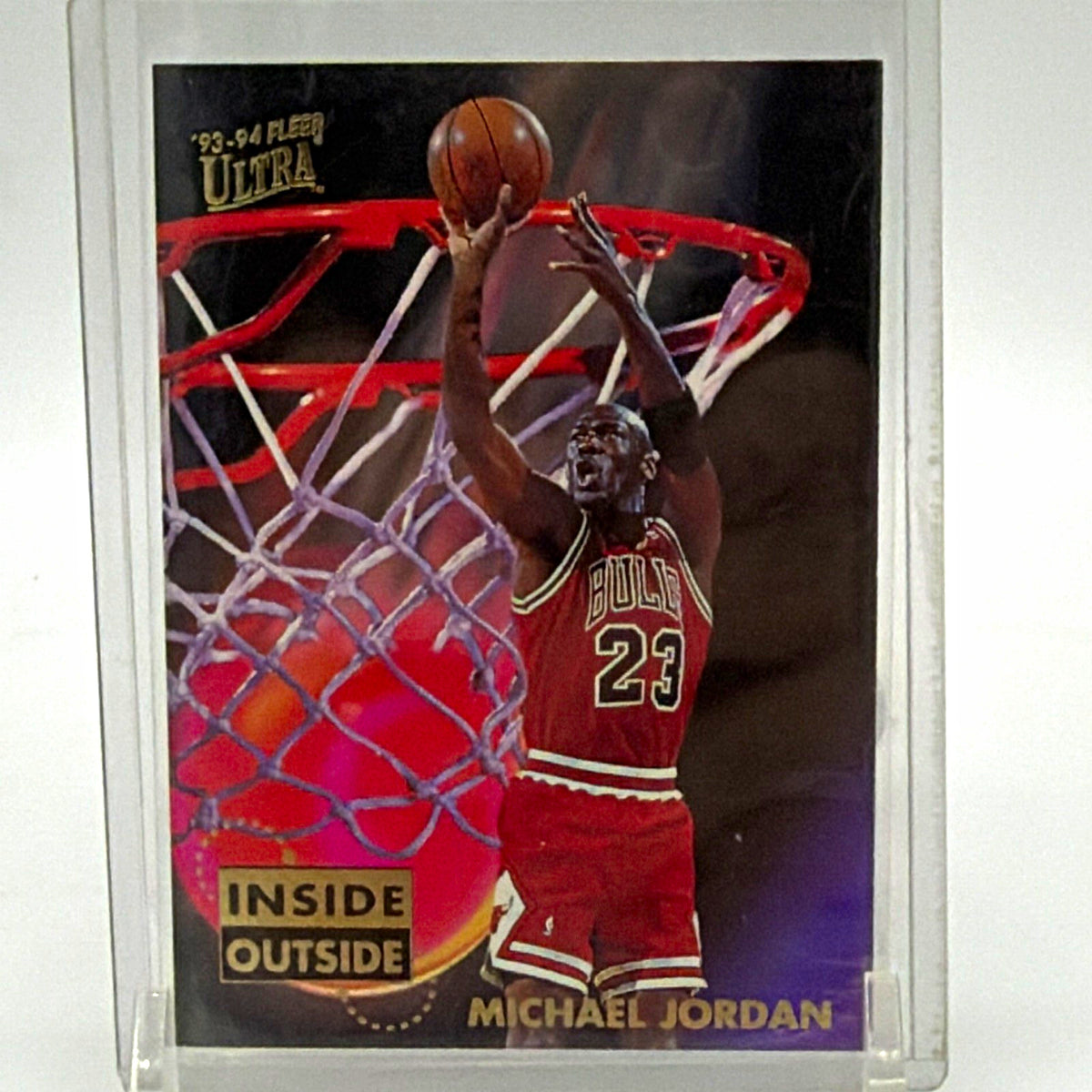 Front of 1993-94 Fleer Ultra Inside/Outside Michael Jordan #4 insert card
