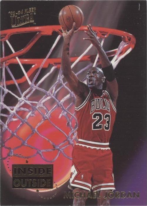 Alternate photograph of Michael Jordan 1993-94 Fleer Ultra Inside/Outside insert card