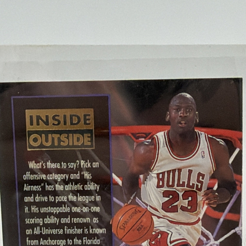 Close-up of Michael Jordan image and commentary on reverse of Inside/Outside insert