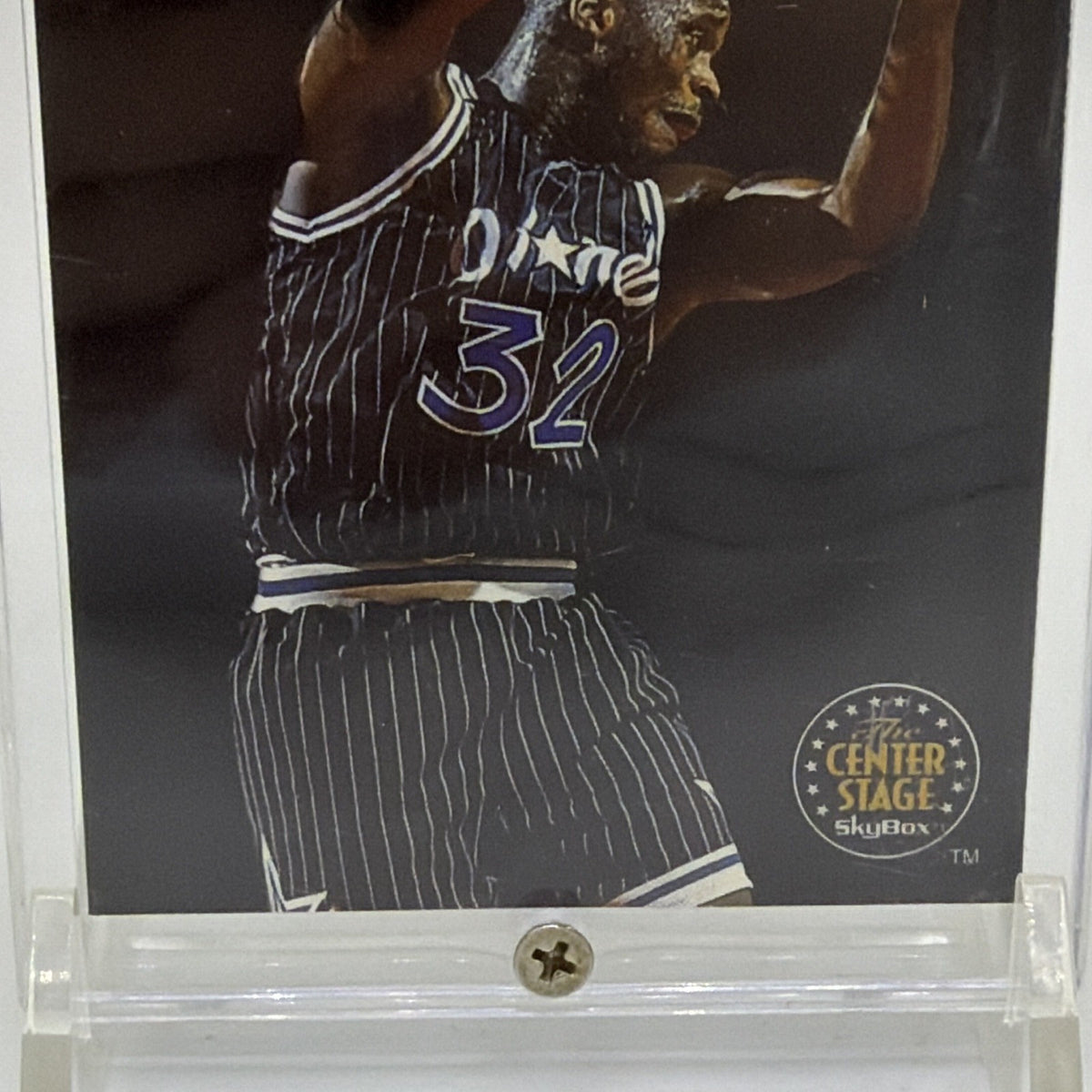 Detail of Shaquille O'Neal's Orlando Magic jersey and basketball action on SkyBox Center Stage #CS2