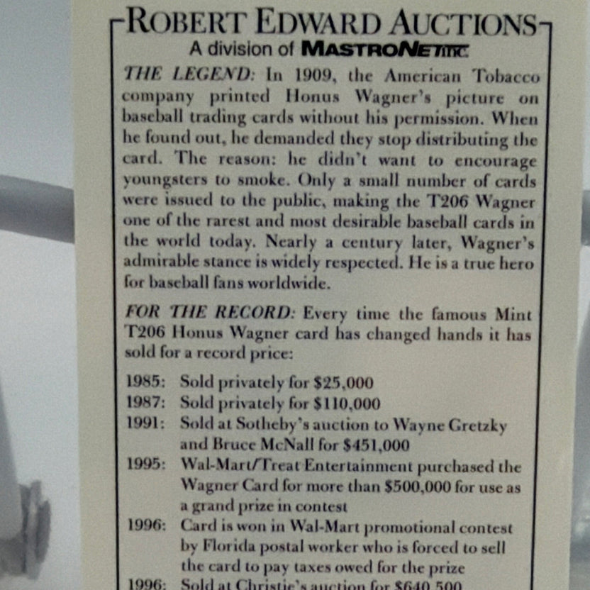 Additional reverse photograph of Honus Wagner MLB FanFest reprint