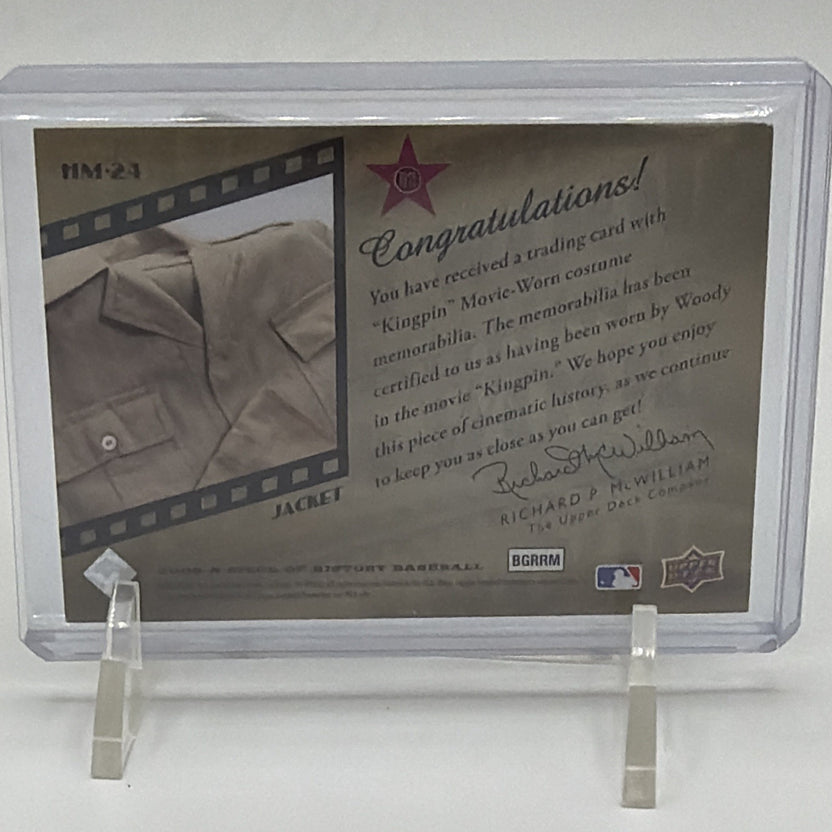 Back of Upper Deck A Piece of Hollywood Kingpin jacket memorabilia card #HM-24