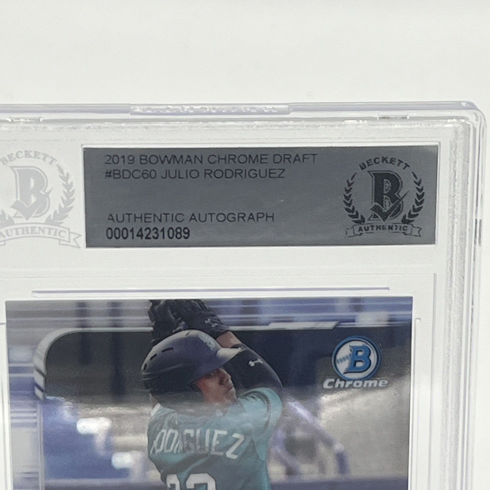 2019 Bowman Chrome Draft Julio Rodriguez RC Autographed Authenticated Beckett  2019 Bowman Chrome Draft Julio Rodriguez RC, Julio Rodriguez rookie auto Beckett, Julio Rodriguez Bowman Chrome autograph, Beckett authenticated Julio Rodriguez card, Mariners rookie card, Julio Rodriguez BAS autograph, Bowman Draft Chrome RC auto, Seattle Mariners prospect card, Julio Rodriguez 1st Bowman autograph, MLB rookie trading card Beckett